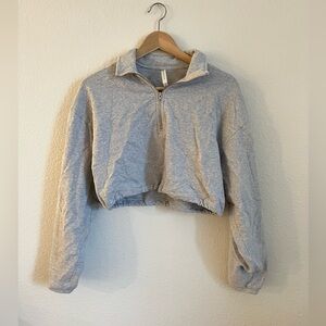 Aritzia Coastline Cropped Half-zip in Cool Grey